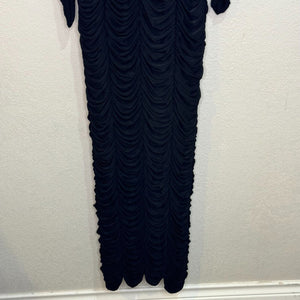 Sue Wong Nocturne Maxi Dress Gown Size 8 Black Long Sleeve Ruched - Flair - Style