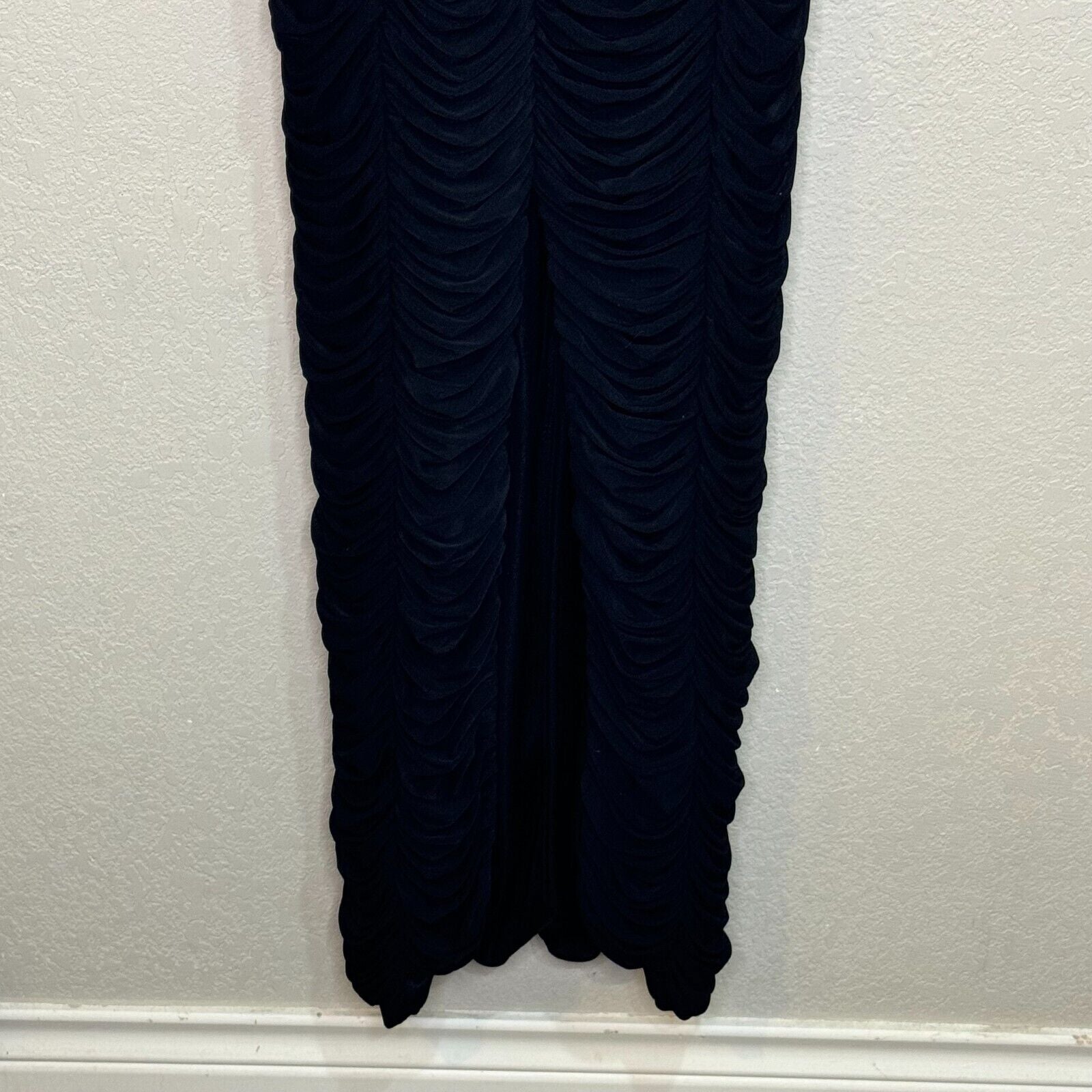 Sue Wong Nocturne Maxi Dress Gown Size 8 Black Long Sleeve Ruched - Flair - Style