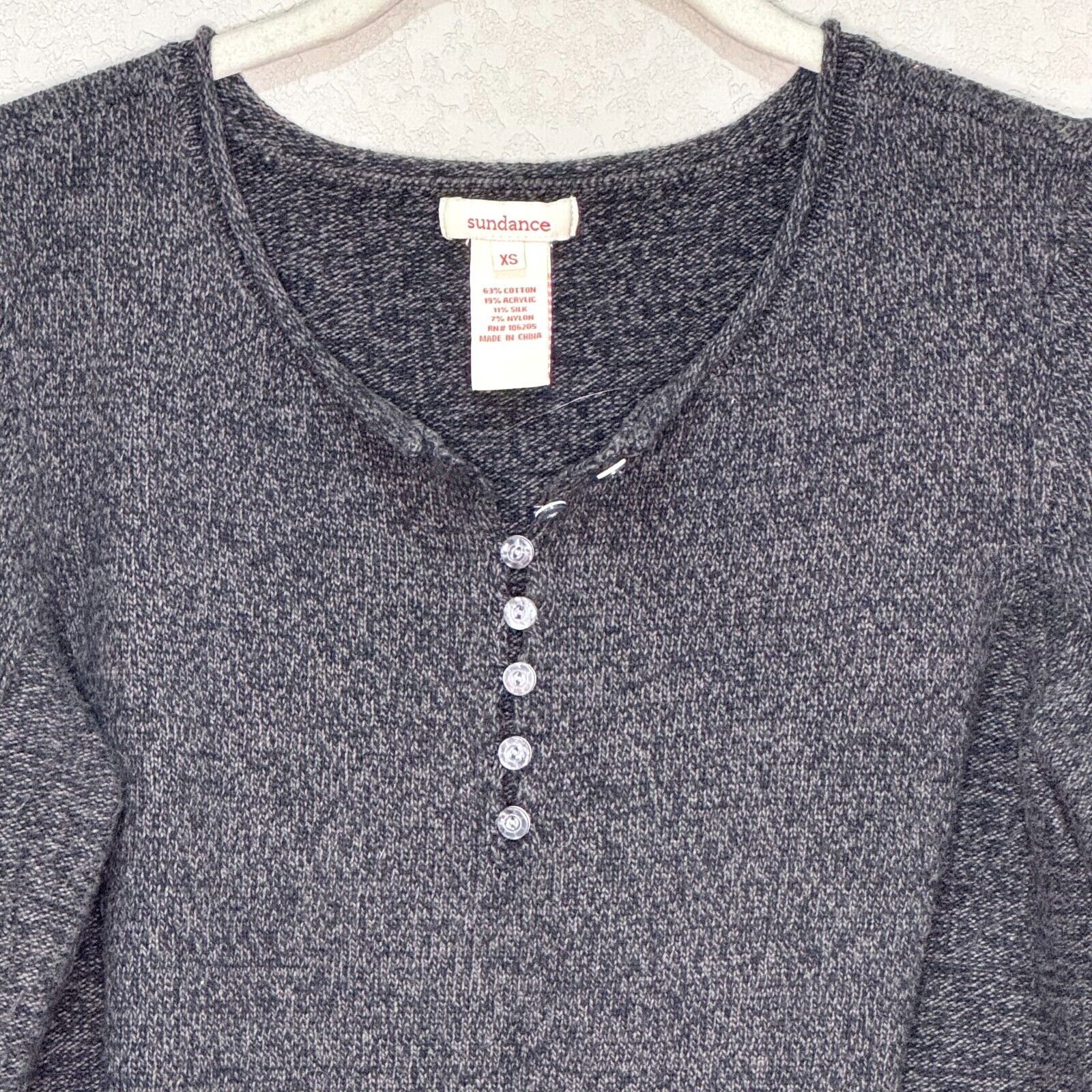 Sundance Henley Sweater Size XS Charcoal Gray - Flair - Style