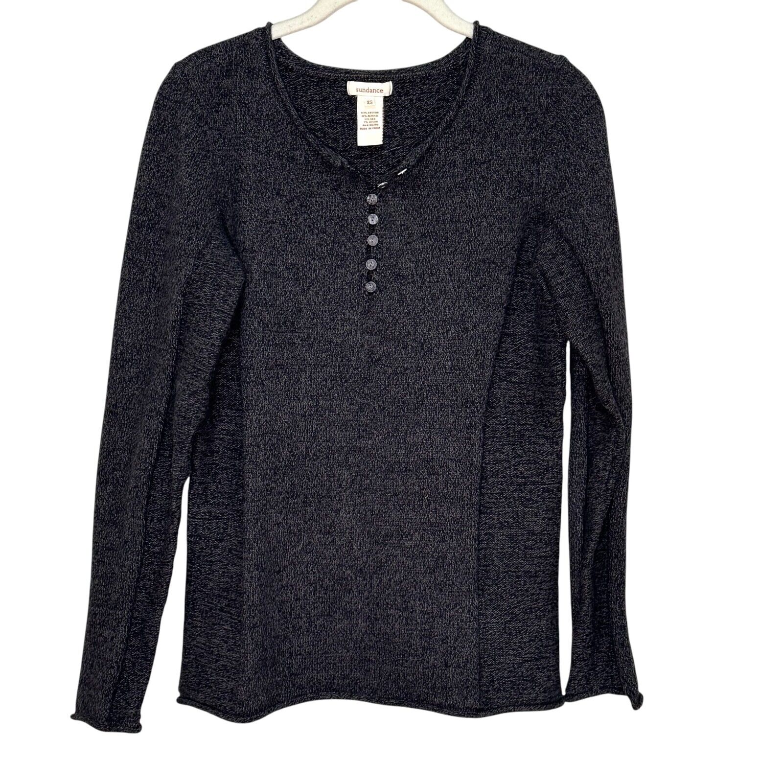 Sundance Henley Sweater Size XS Charcoal Gray - Flair - Style