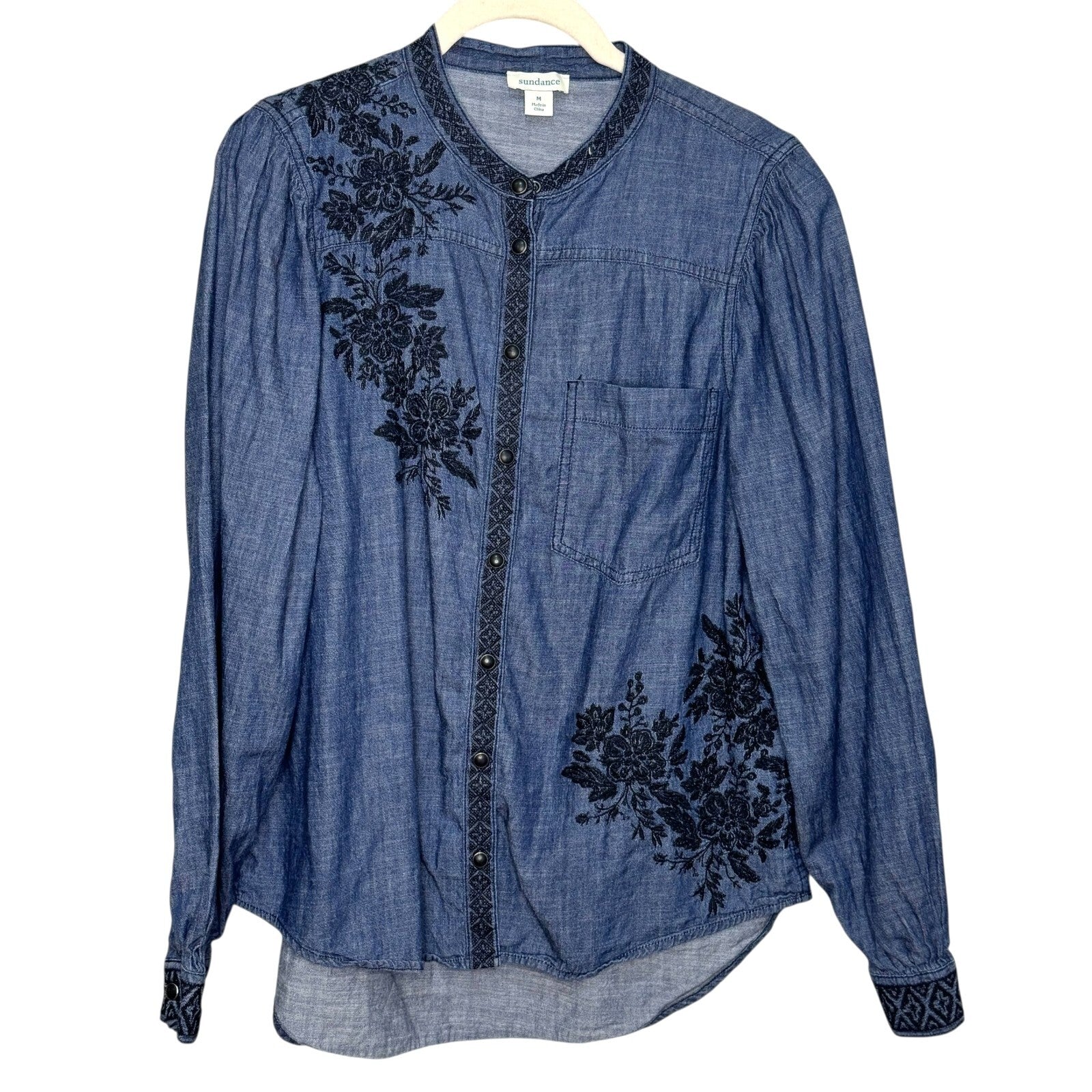 Sundance Lennon Embroidered Denim/Chambray Shirt Size Medium - Flair - Style