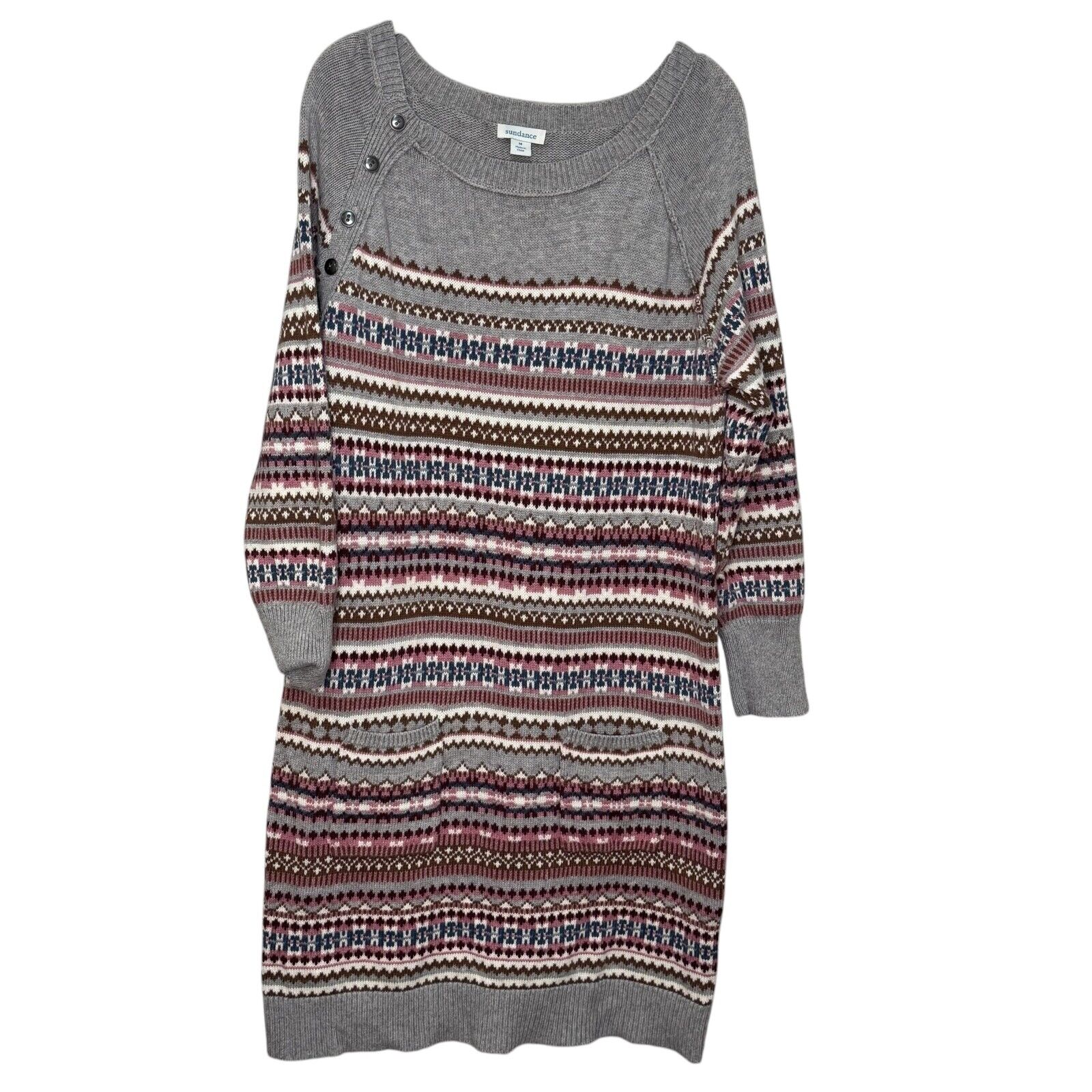Sundance Sweater Dress Size Medium Elise Lighthouse Wool Blend Fair Isle - Flair - Style