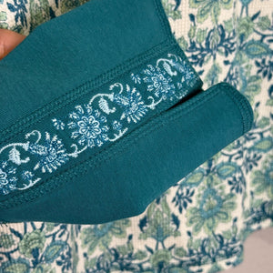 Sundance Thermal Henley Top Size XL Teal Blue Print V Neck - Flair - Style