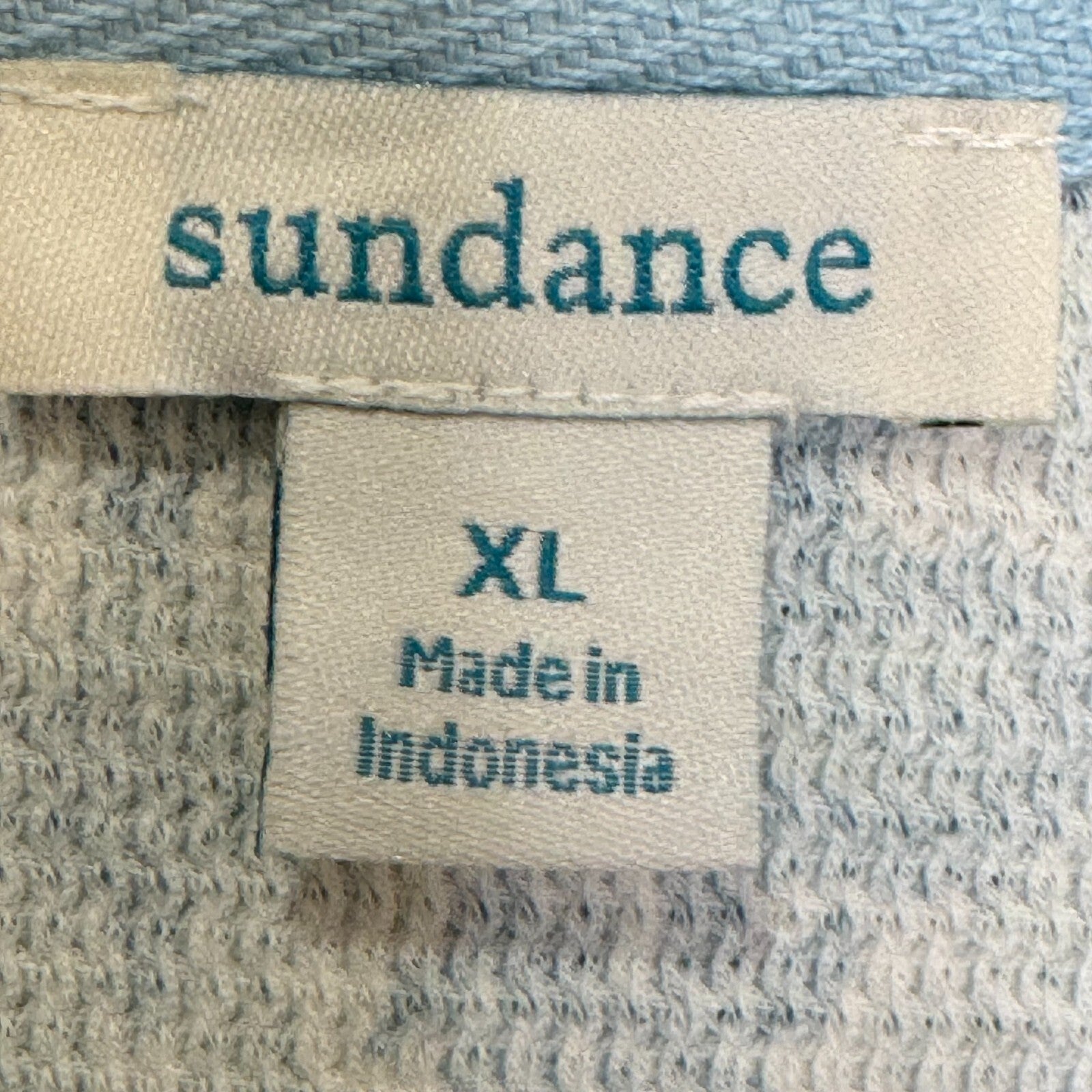 Sundance Thermal Henley Top Size XL Teal Blue Print V Neck - Flair - Style