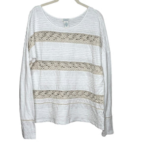 Sundance Top Shirt Womens XL Lace Trim Boho Pullover Long Sleeve - Flair - Style