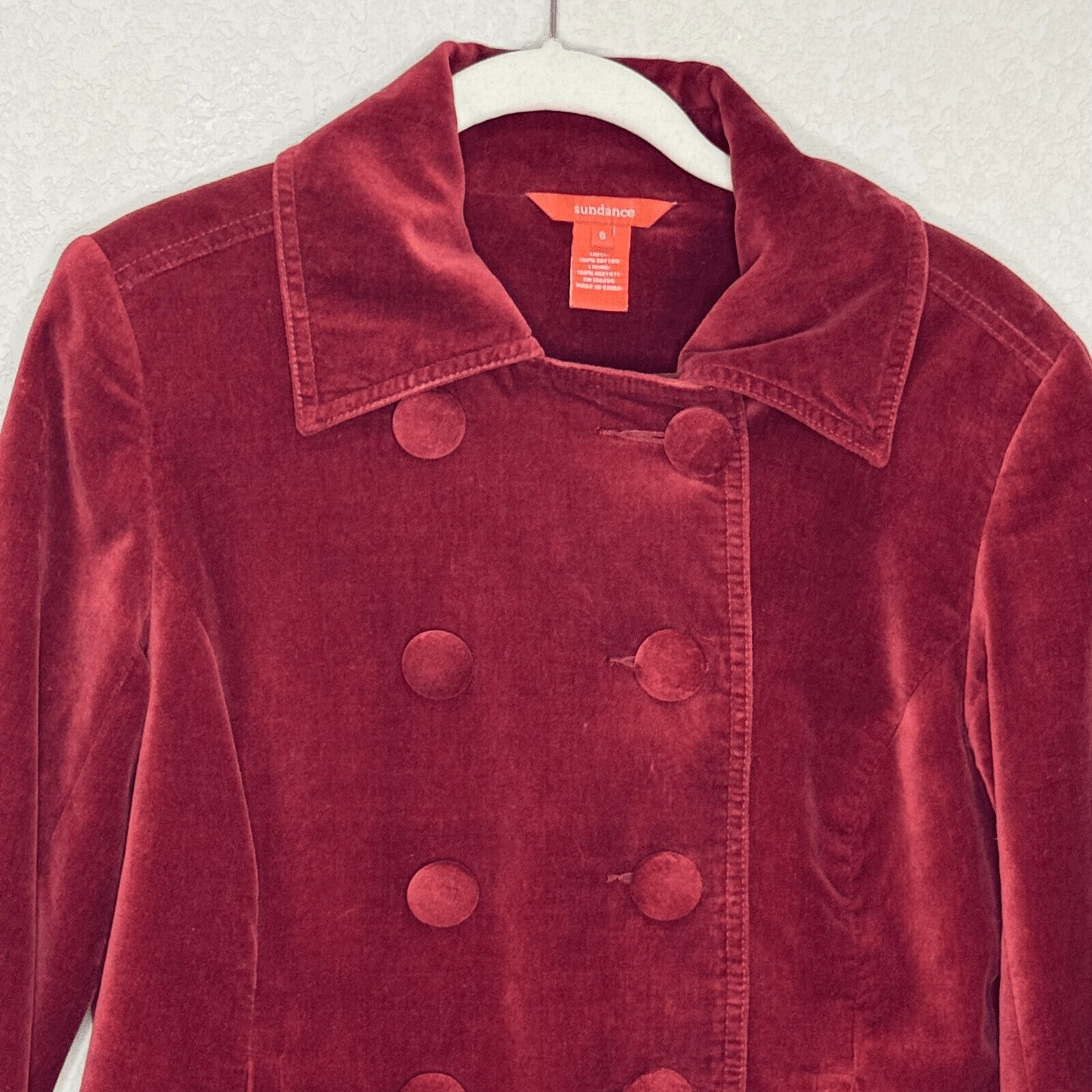 Sundance Velvet Anastasia Pea Jacket Rust Double Breasted Blazer Size 6 - Flair - Style