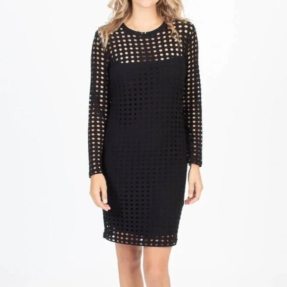 T by Alexander Wang Black Dress Size Medium Circle Hole Long Sleeve Sexy - Flair - Style