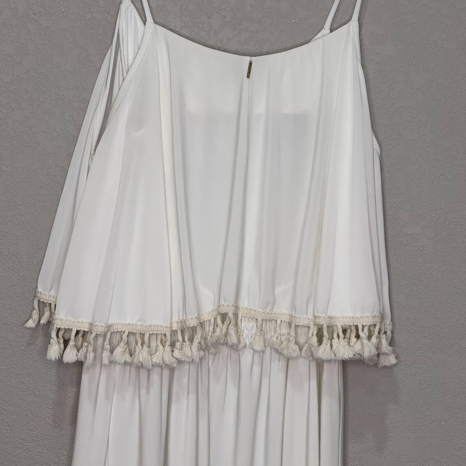 Tbags White Misa Fringe Maxi Dress Size Small Vacation - Flair - Style