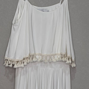 Tbags White Misa Fringe Maxi Dress Size Small Vacation - Flair - Style