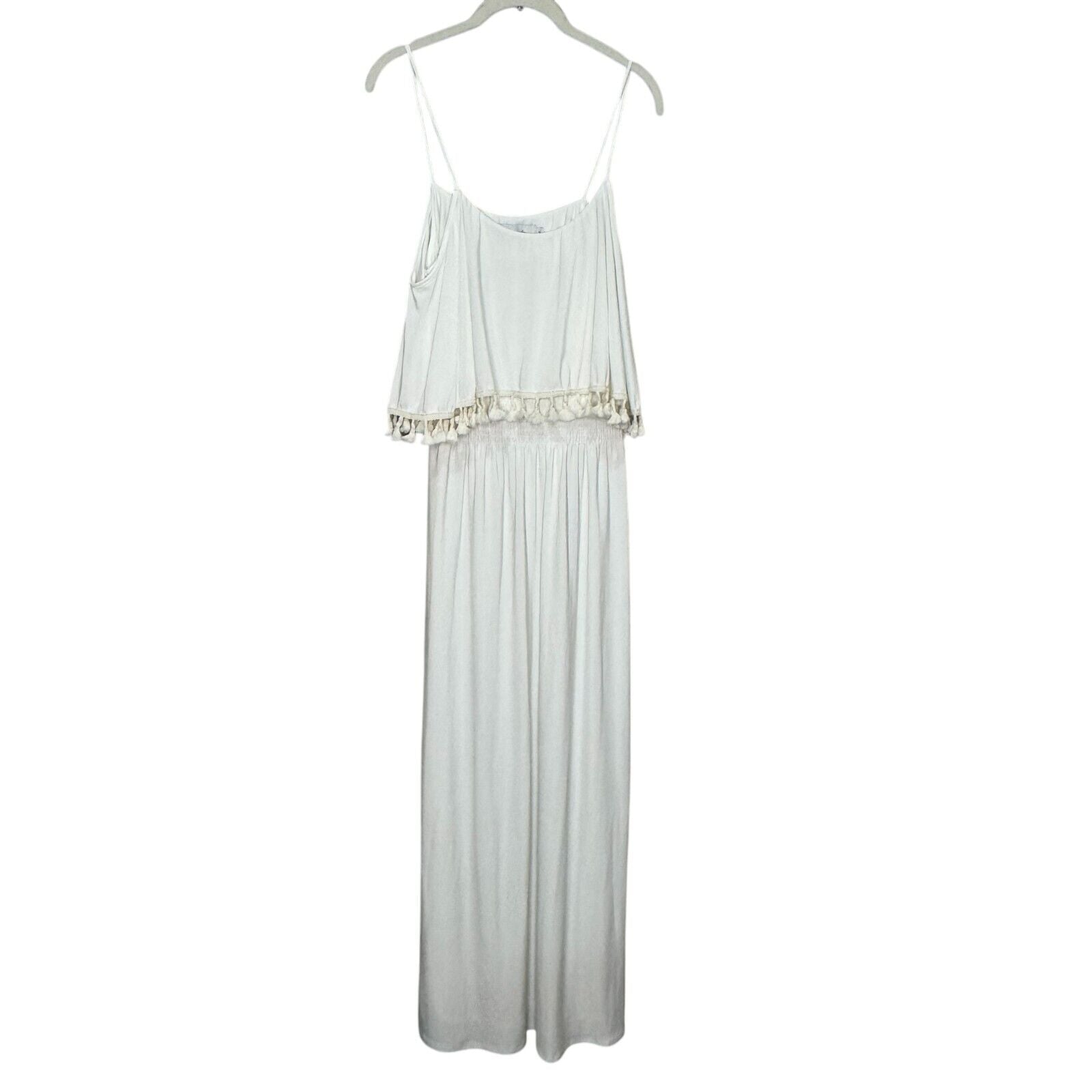 Tbags White Misa Fringe Maxi Dress Size Small Vacation - Flair - Style