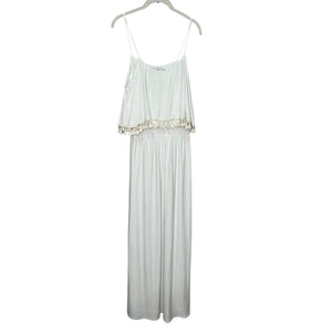 Tbags White Misa Fringe Maxi Dress Size Small Vacation - Flair - Style