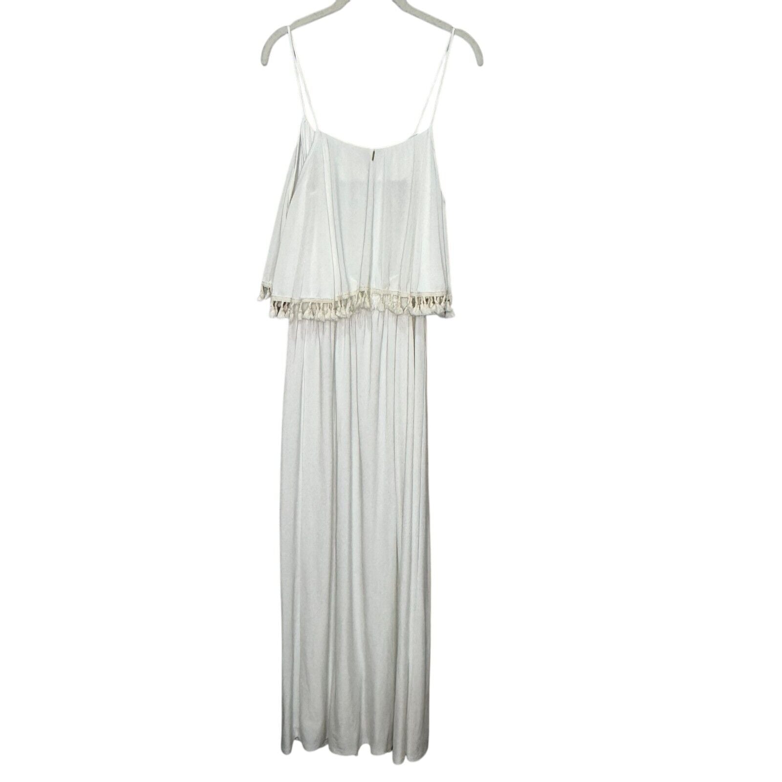 Tbags White Misa Fringe Maxi Dress Size Small Vacation - Flair - Style