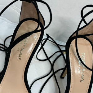 Teddy Blake Black Emma Suede High Heels Ankle Strap Sandals US Size 7 37 - Flair - Style