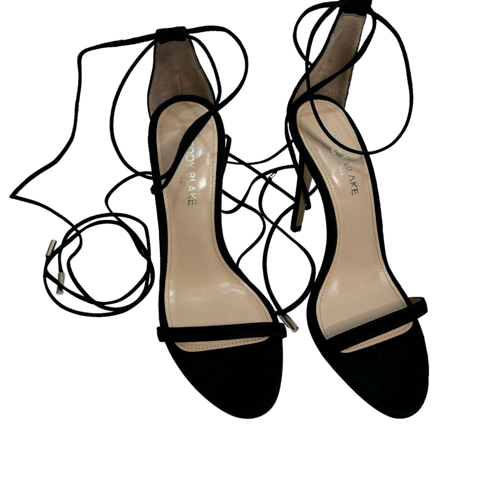 Teddy Blake Black Emma Suede High Heels Ankle Strap Sandals US Size 7 37 - Flair - Style