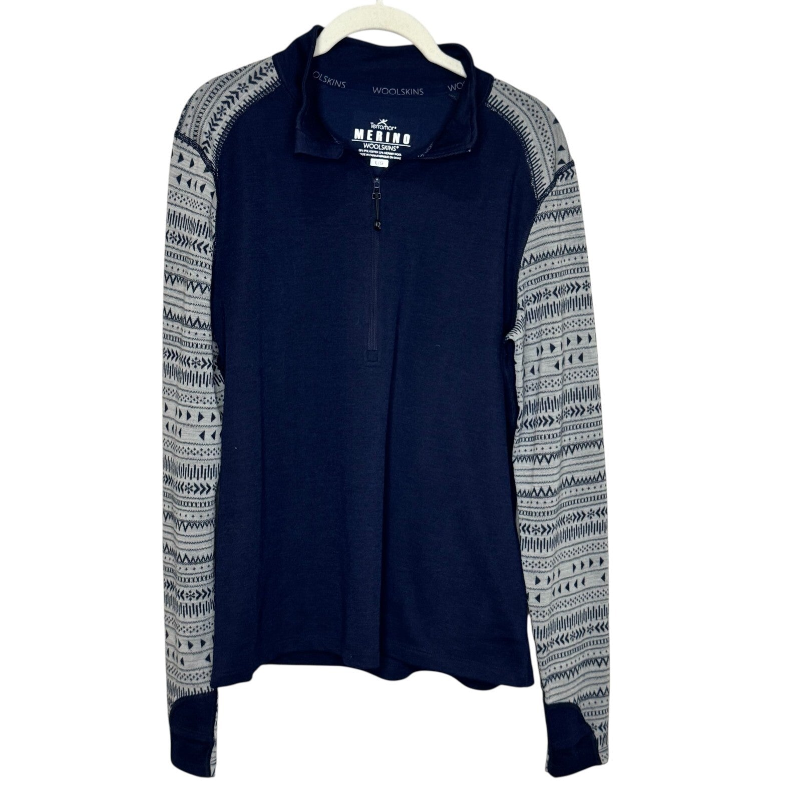 Terramar Woolskins Base Layer Top Women Size Large Midweight Merino Wool Blend - Flair - Style