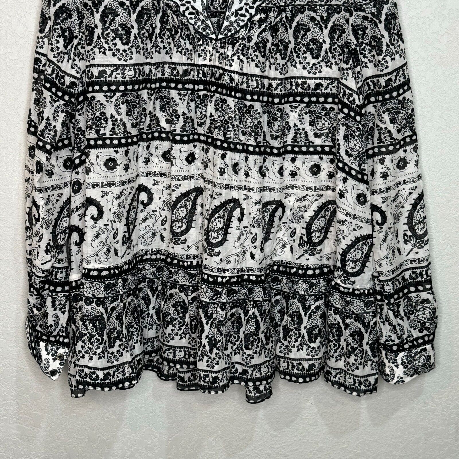 Thakoon Addition Top Blouse Size 8 Black White Paisley Cotton Silk Resort 2015 - Flair - Style