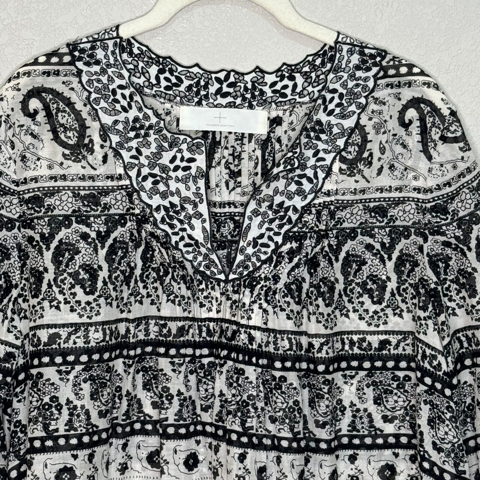 Thakoon Addition Top Blouse Size 8 Black White Paisley Cotton Silk Resort 2015 - Flair - Style