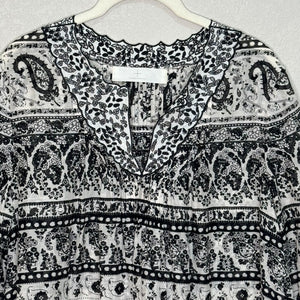 Thakoon Addition Top Blouse Size 8 Black White Paisley Cotton Silk Resort 2015 - Flair - Style