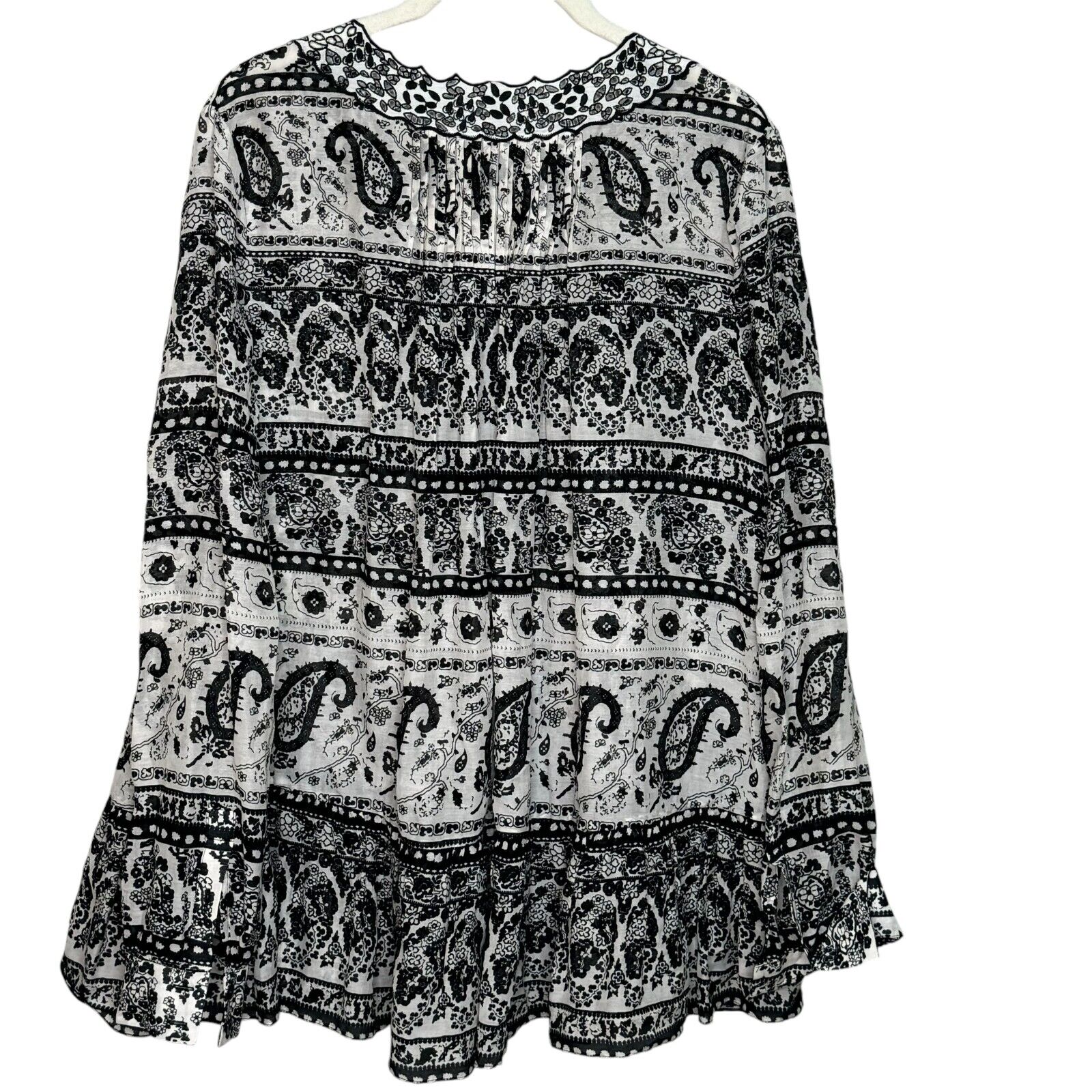 Thakoon Addition Top Blouse Size 8 Black White Paisley Cotton Silk Resort 2015 - Flair - Style