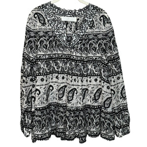 Thakoon Addition Top Blouse Size 8 Black White Paisley Cotton Silk Resort 2015 - Flair - Style