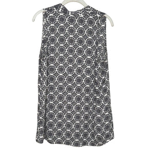 Theory Black White Print Silk Hylin Tank Size Large V Neck Career Wear - Flair - Style