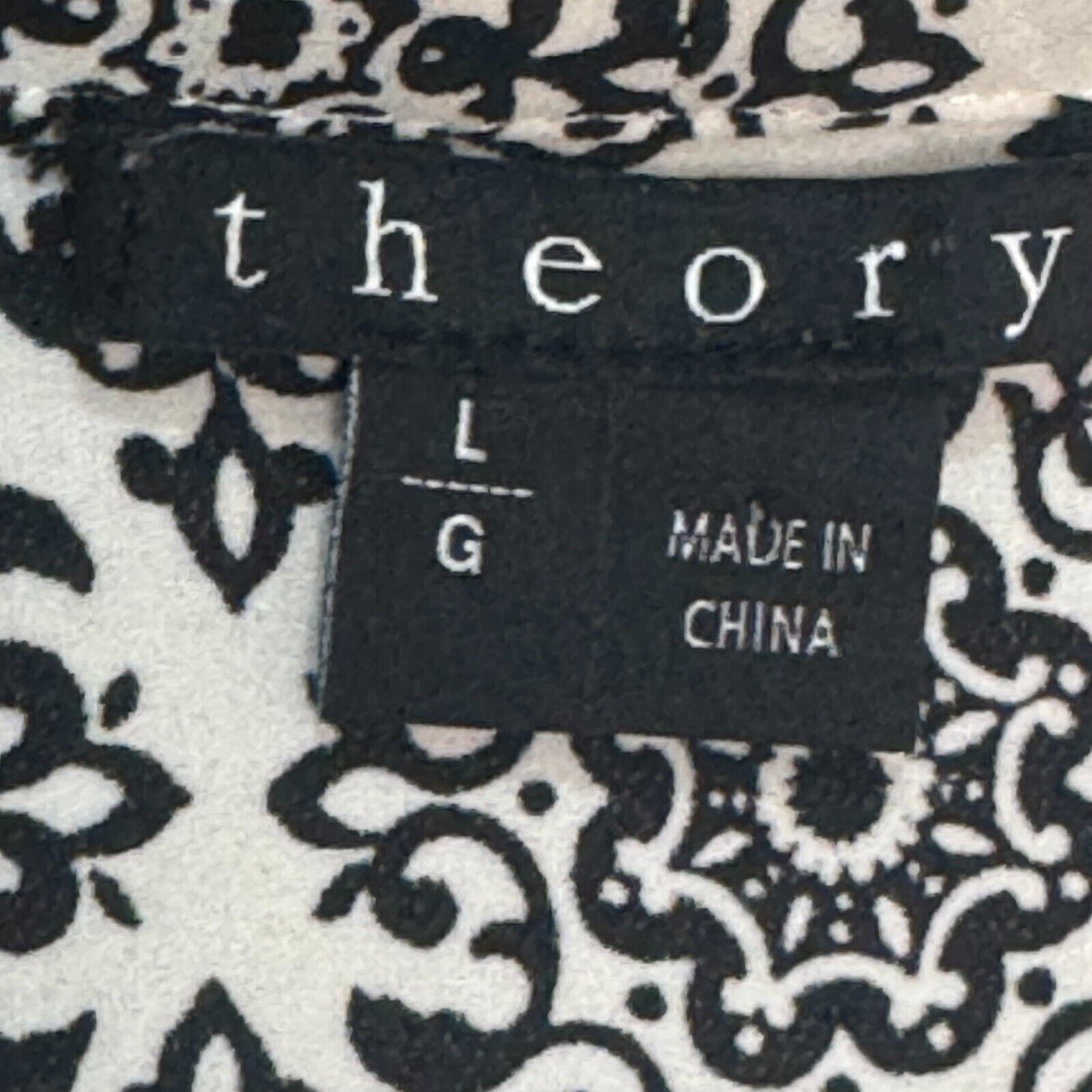 Theory Black White Print Silk Hylin Tank Size Large V Neck Career Wear - Flair - Style