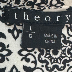 Theory Black White Print Silk Hylin Tank Size Large V Neck Career Wear - Flair - Style
