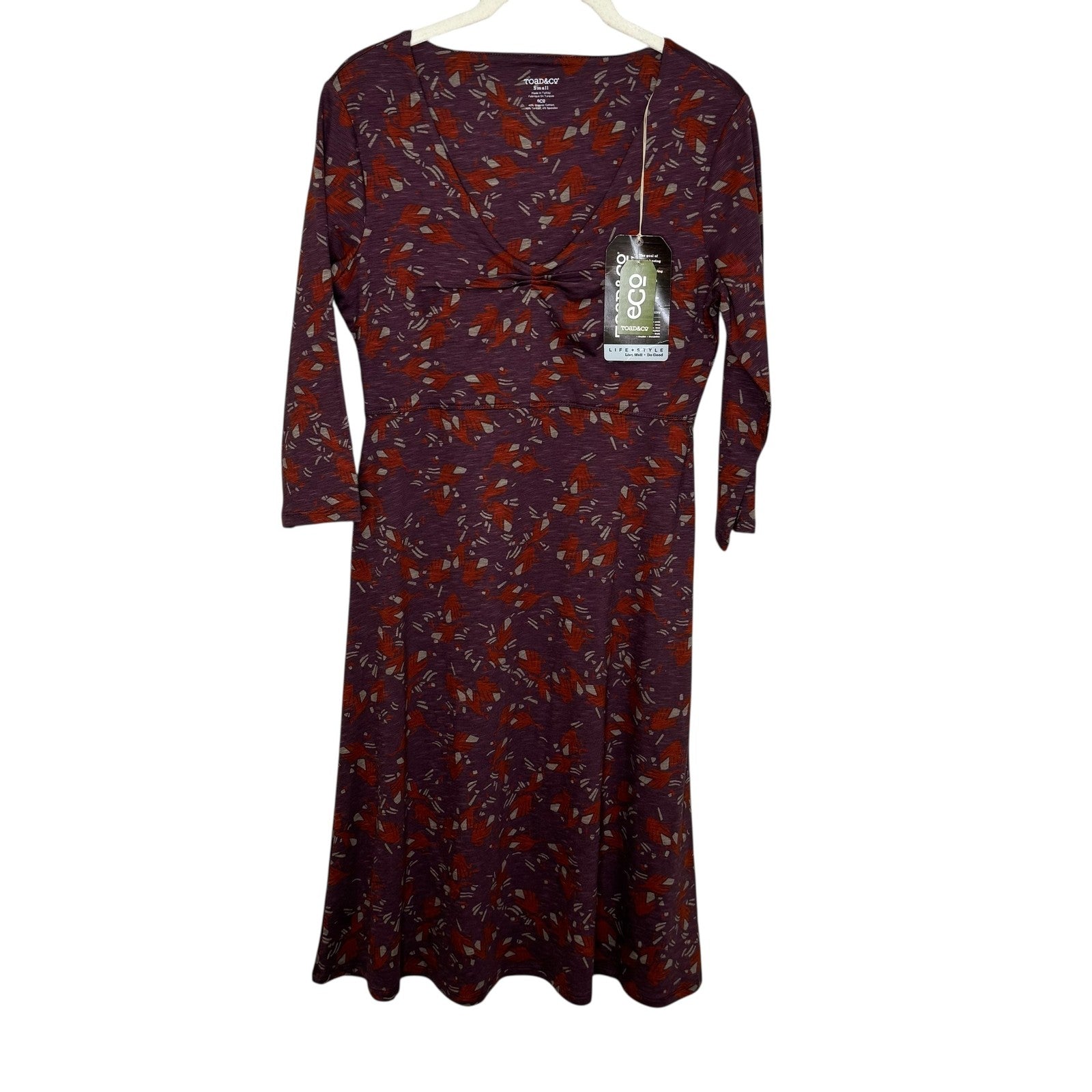 Toad&Co Dress Womens Small Rosalinda Vino Geese Print Eco Friendly Fall 16 - Flair - Style