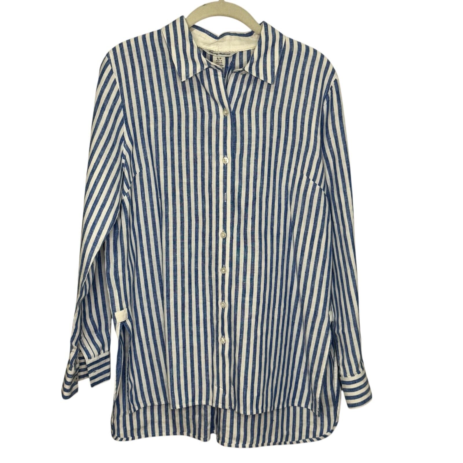 Tommy Bahama Coastalina Cabana Stripe Linen Tunic Size Small Sea Blue - Flair - Style