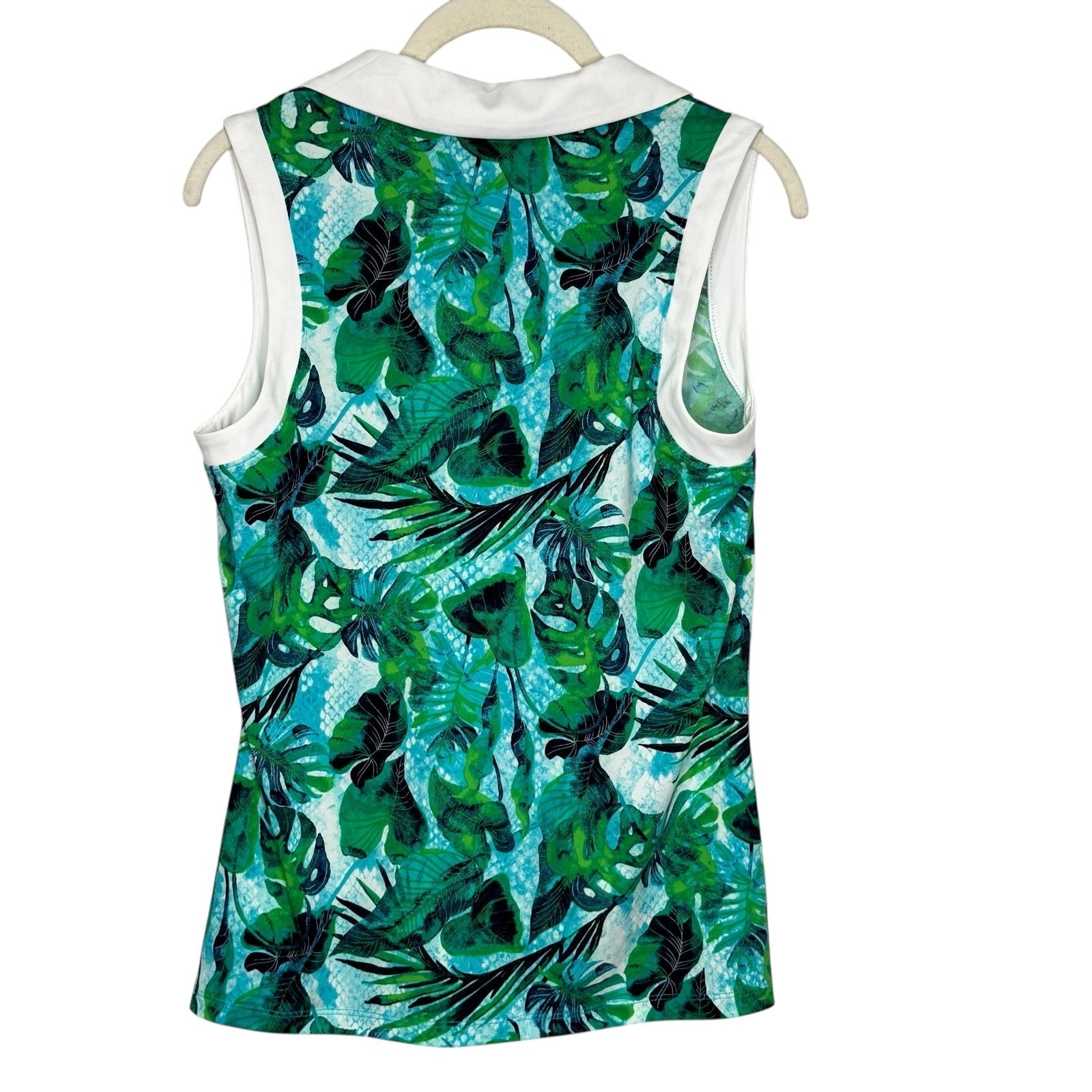 Tommy Bahama Golf Shirt Womens Medium Green Blue Sleeveless UPF 50 Quick Dry Top - Flair - Style