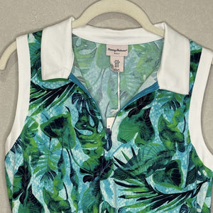 Tommy Bahama Golf Shirt Womens Medium Green Blue Sleeveless UPF 50 Quick Dry Top - Flair - Style