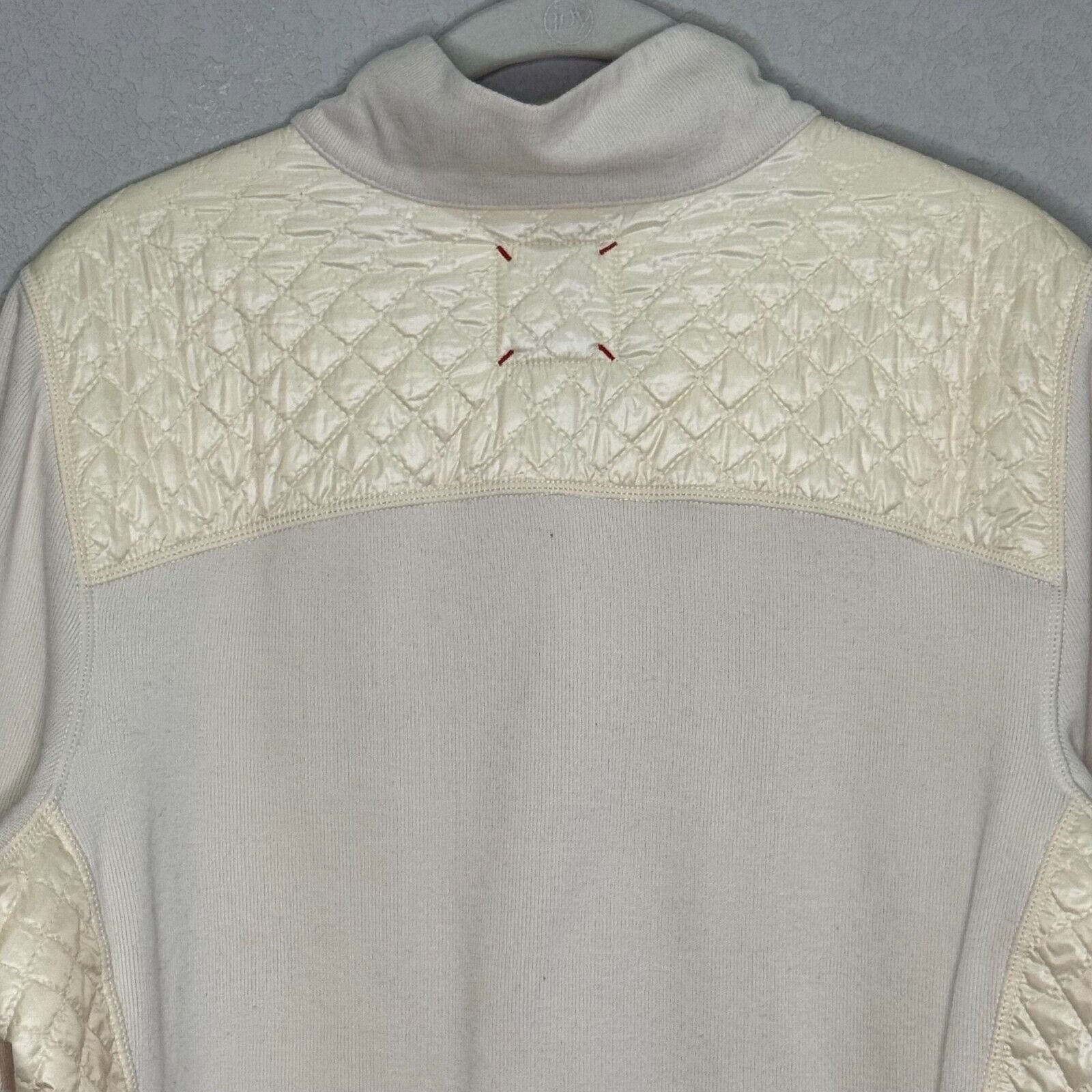 Tommy Bahama Sweatshirt Pullover Size Large Ivory Aruba Quilted Half Snap Knit - Flair - Style