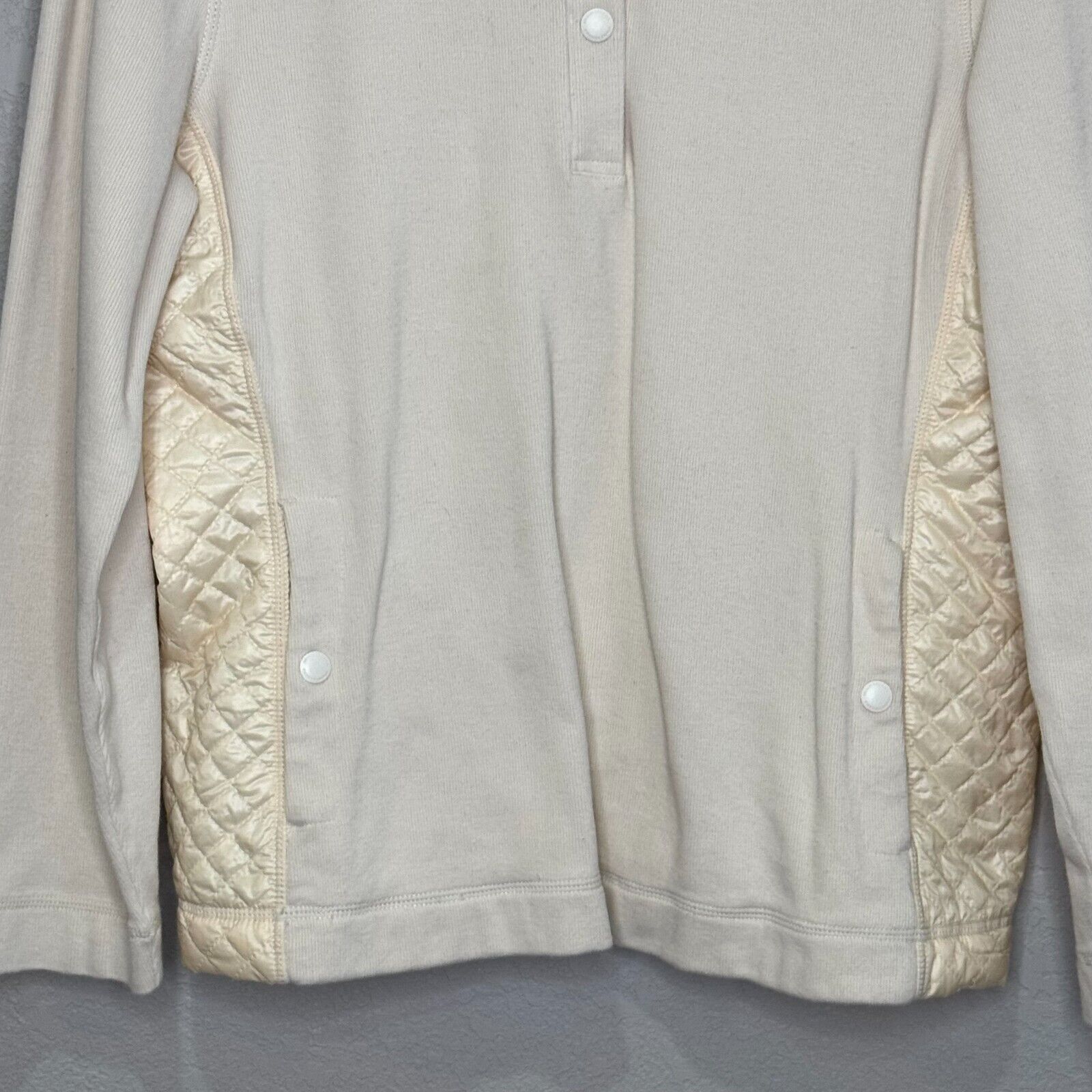 Tommy Bahama Sweatshirt Pullover Size Large Ivory Aruba Quilted Half Snap Knit - Flair - Style