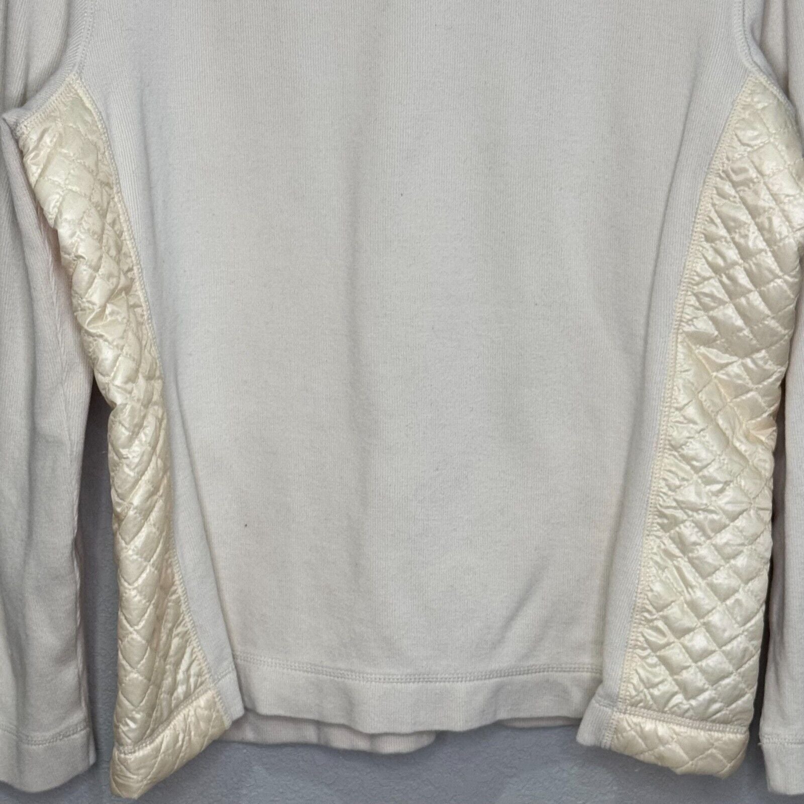 Tommy Bahama Sweatshirt Pullover Size Large Ivory Aruba Quilted Half Snap Knit - Flair - Style