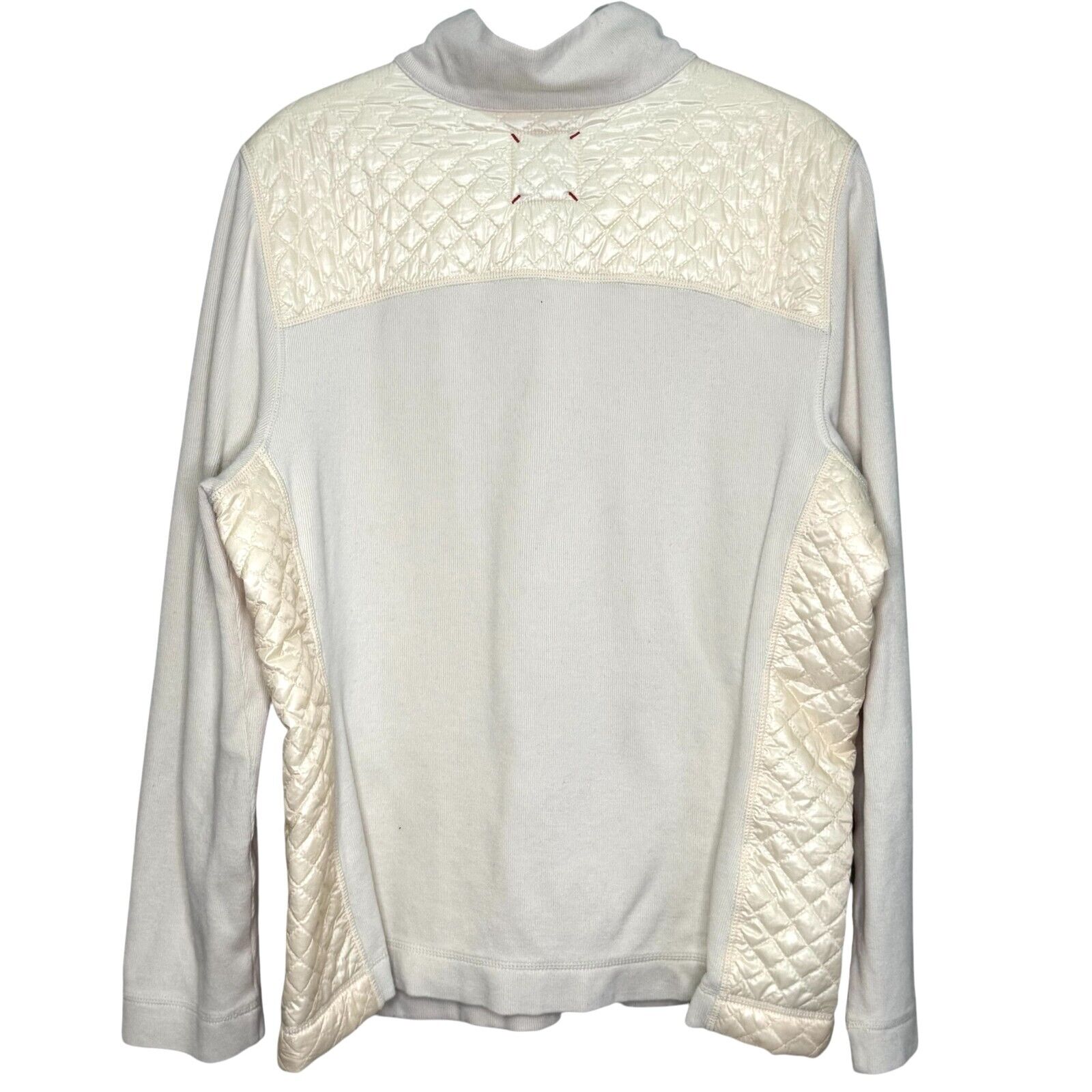 Tommy Bahama Sweatshirt Pullover Size Large Ivory Aruba Quilted Half Snap Knit - Flair - Style