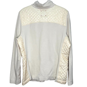 Tommy Bahama Sweatshirt Pullover Size Large Ivory Aruba Quilted Half Snap Knit - Flair - Style