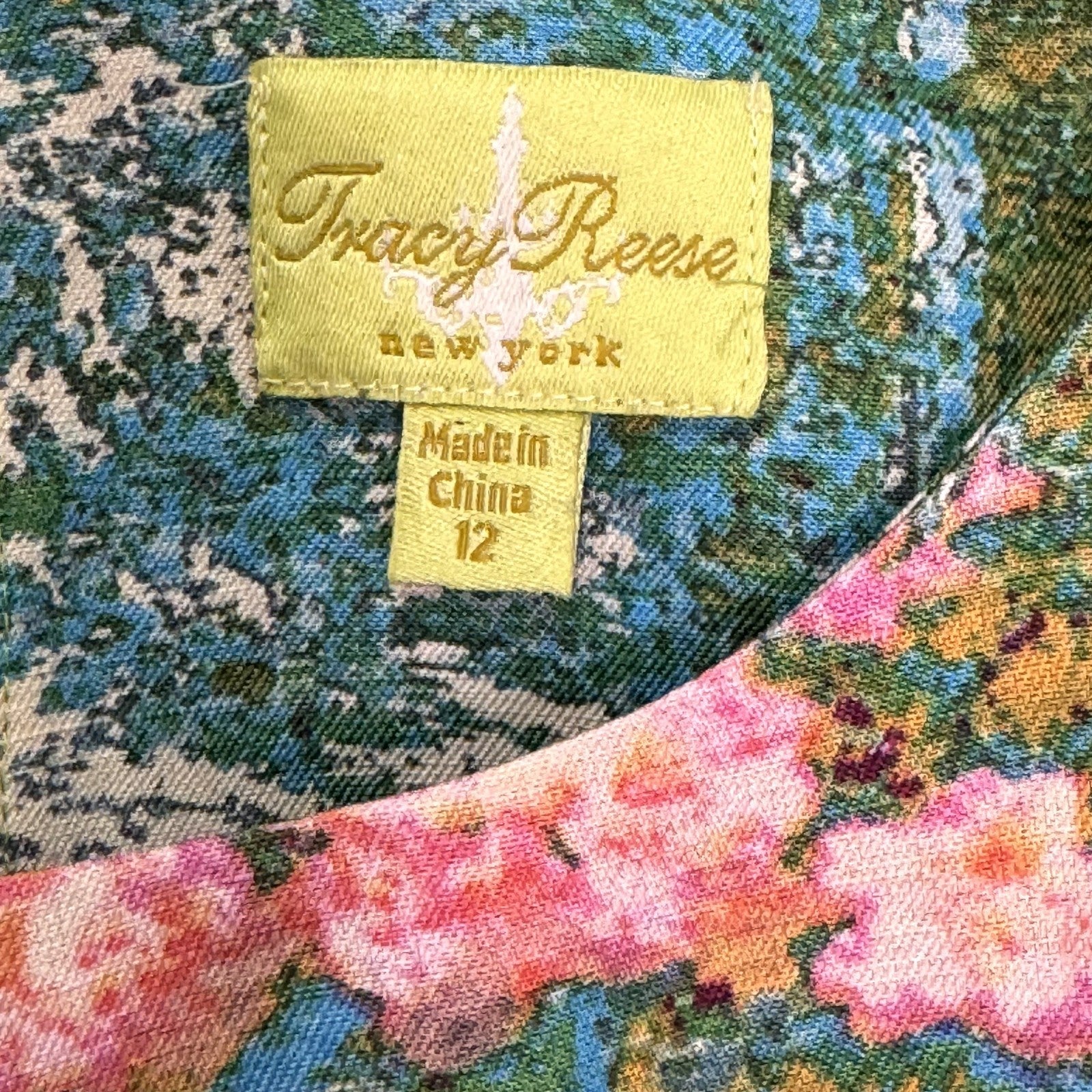 Tracy Reese Dress Size 12 Impressionist Monet Floral Fit Flare Silk Linen Lined - Flair - Style