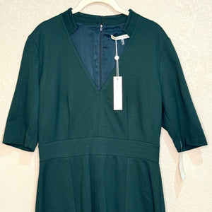 Trina Turk Dress Size 10 NEW Green V - Neck Half Sleeve $328 - Flair - Style