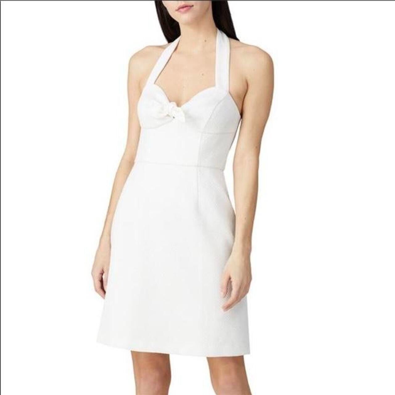 Trina Turk Halter Dress Size 8 White Textured NEW $168 - Flair - Style