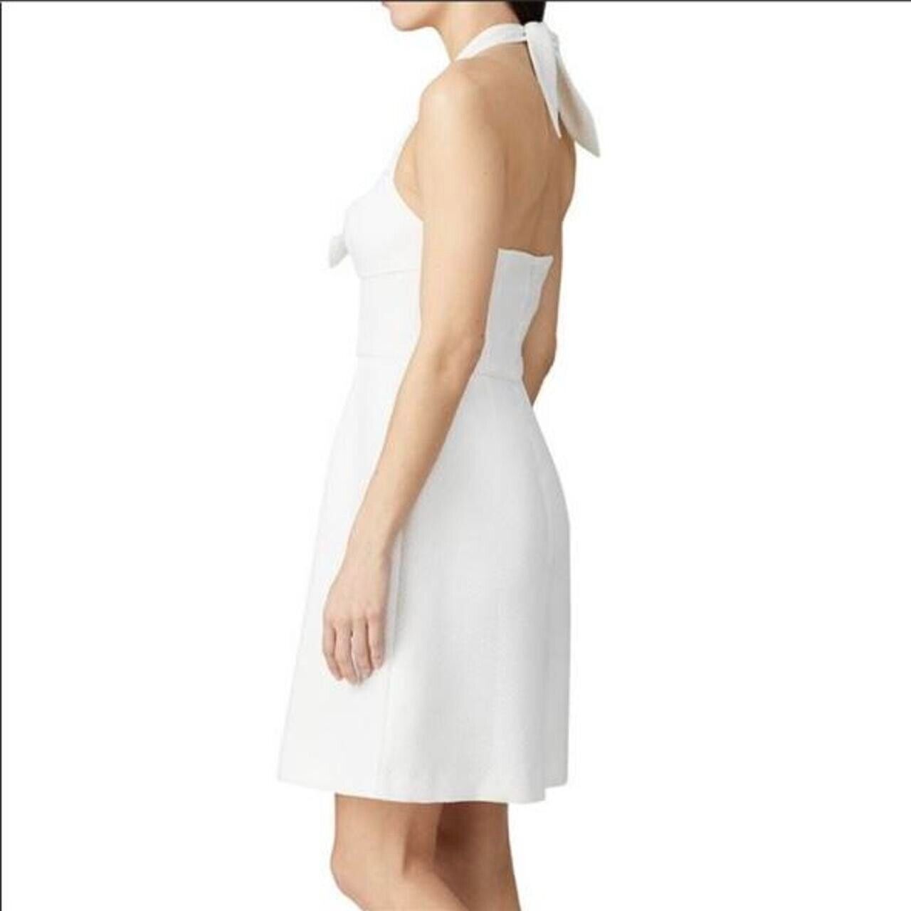 Trina Turk Halter Dress Size 8 White Textured NEW $168 - Flair - Style