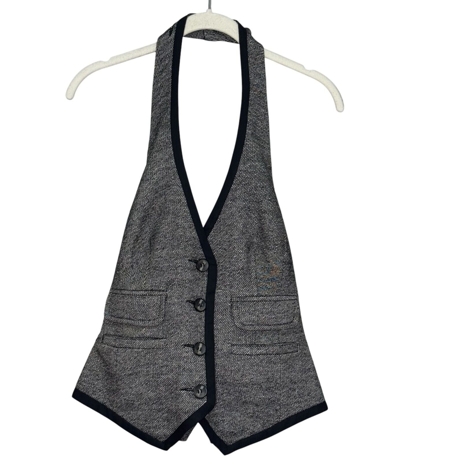 Trina Turk Halter Vest Size 4 Herringbone Tweed Classic - Flair - Style