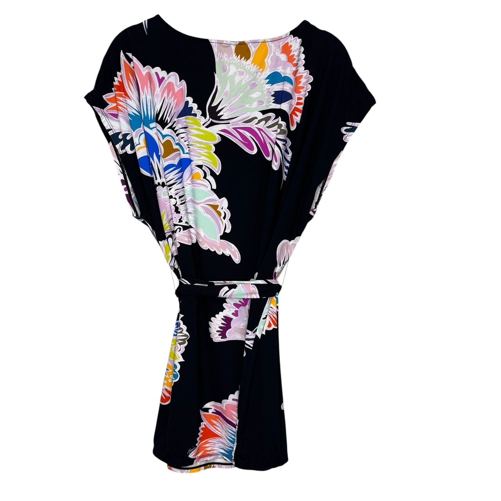 Trina Turk Seychelles Tunic Swim Cover Up Dress Small Black Floral Belted Resort - Flair - Style