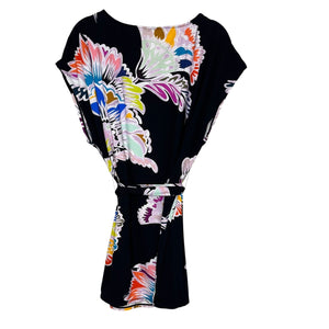 Trina Turk Seychelles Tunic Swim Cover Up Dress Small Black Floral Belted Resort - Flair - Style