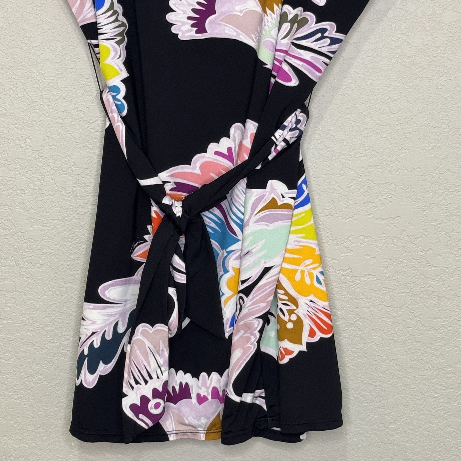 Trina Turk Seychelles Tunic Swim Cover Up Dress Small Black Floral Belted Resort - Flair - Style