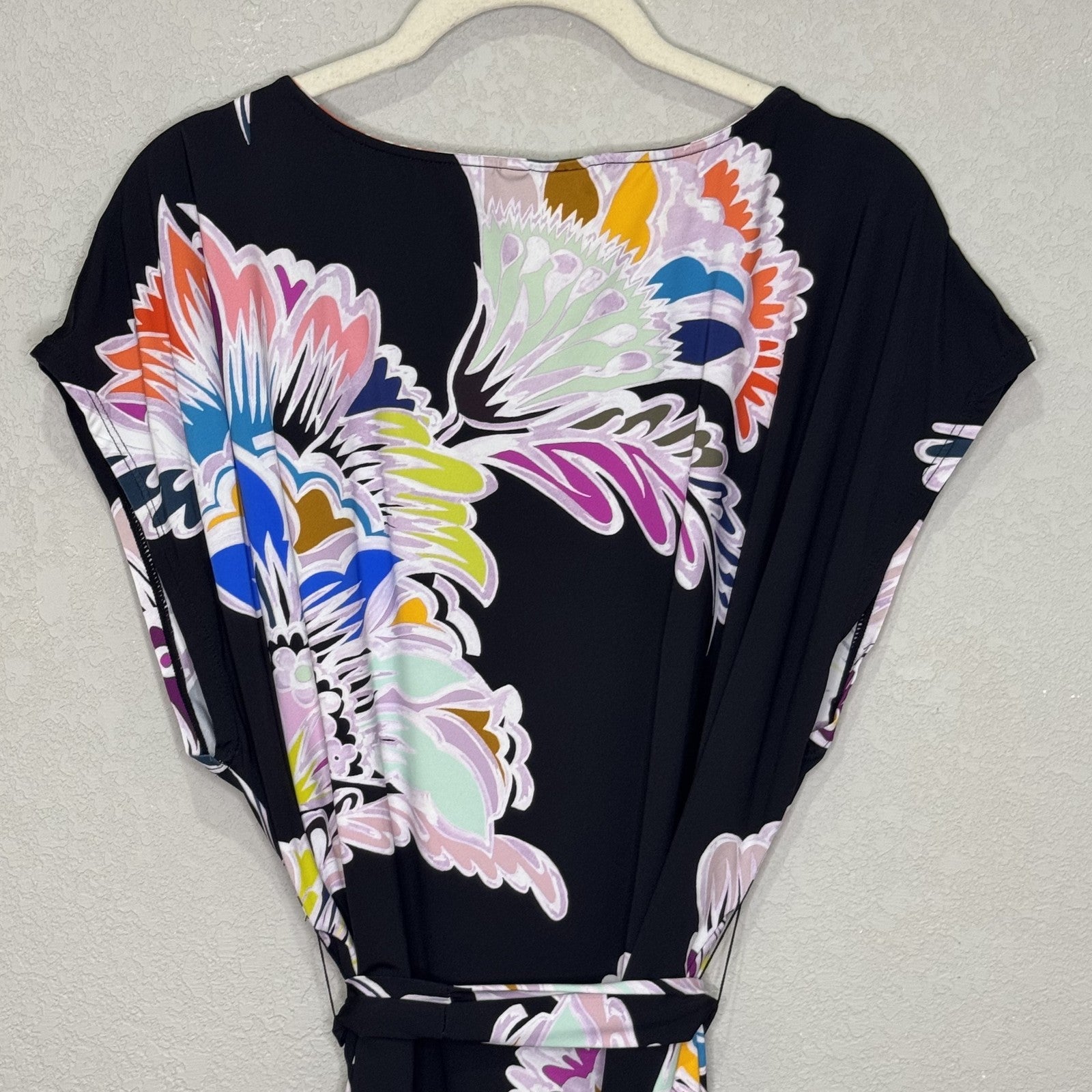 Trina Turk Seychelles Tunic Swim Cover Up Dress Small Black Floral Belted Resort - Flair - Style