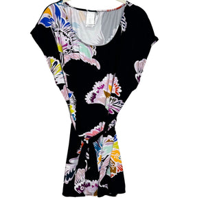 Trina Turk Seychelles Tunic Swim Cover Up Dress Small Black Floral Belted Resort - Flair - Style