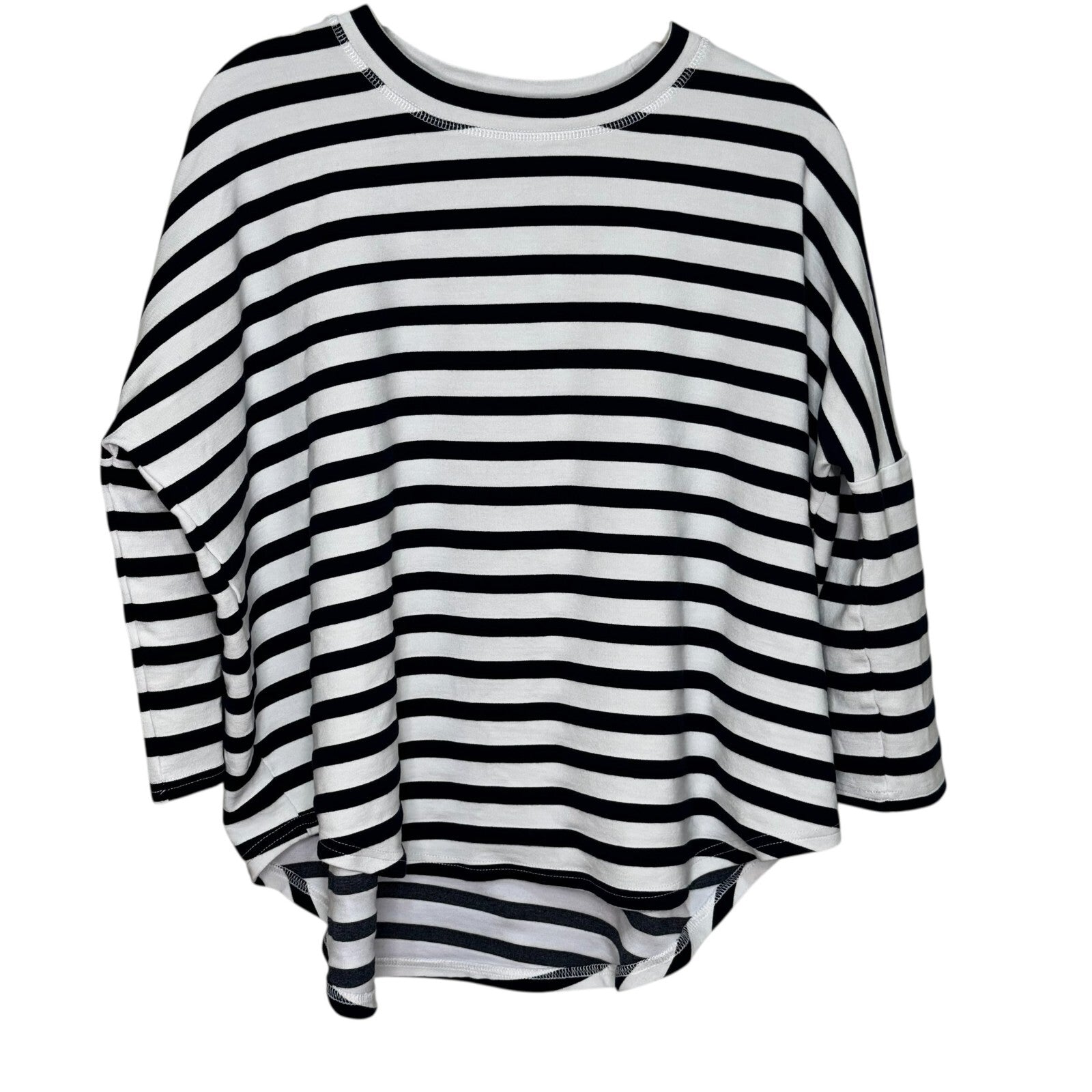 Tuckernuck Pomander Place Top S/M Black White Striped Drop Shoulder Boxy - Flair - Style