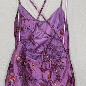 Urban Outfitters Dress Womens Medium Rose Floral Metallic Jacquard Mini Strappy - Flair - Style