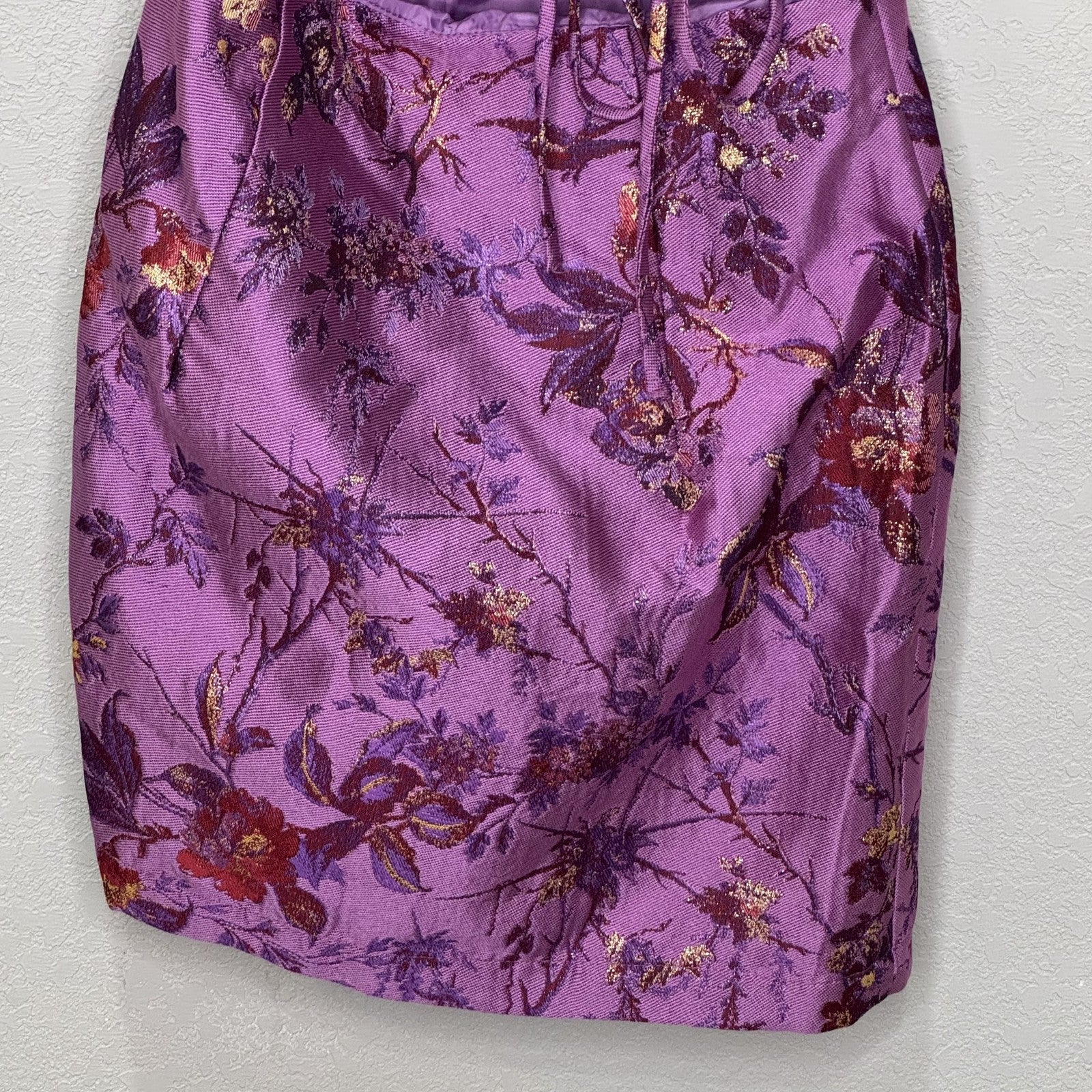 Urban Outfitters Dress Womens Medium Rose Floral Metallic Jacquard Mini Strappy - Flair - Style