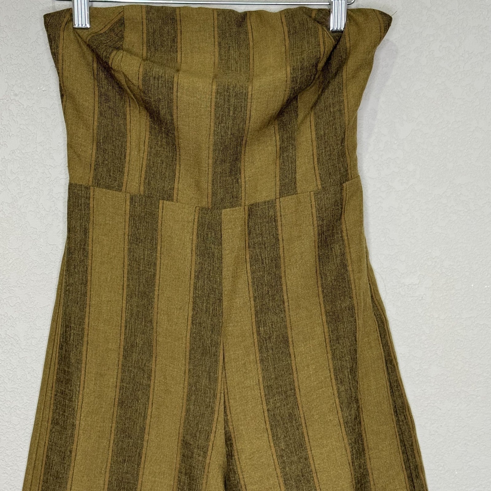 Urban Outfitters Jumpsuit Womens XS Brown Striped Wide Leg Strapless Cropped - Flair - Style